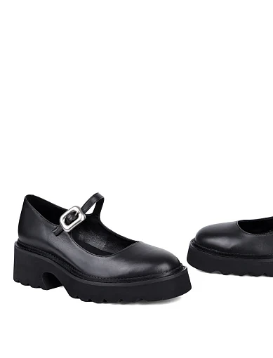 Жіночі туфлі Мері Джейн MIRATON шкіряні чорні - фото 2 - Miraton