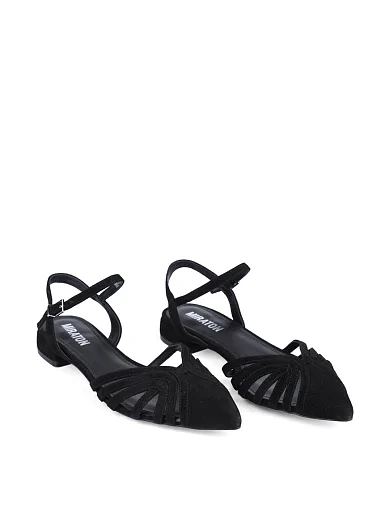 Жіночі балетки слінгбеки MIRATON велюрові чорні - фото 3 - Miraton