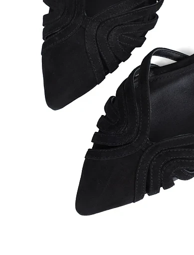 Жіночі балетки слінгбеки MIRATON велюрові чорні - фото 5 - Miraton