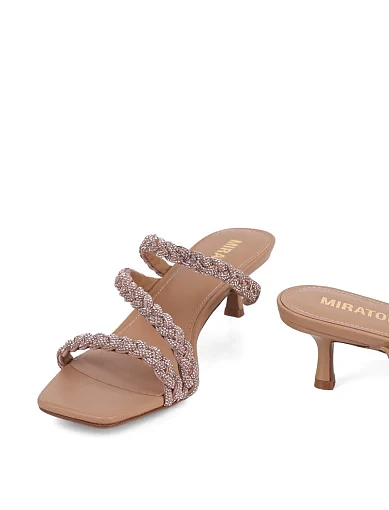 Жіночі сабо MIRATON шкіряні бежеві - фото 3 - Miraton