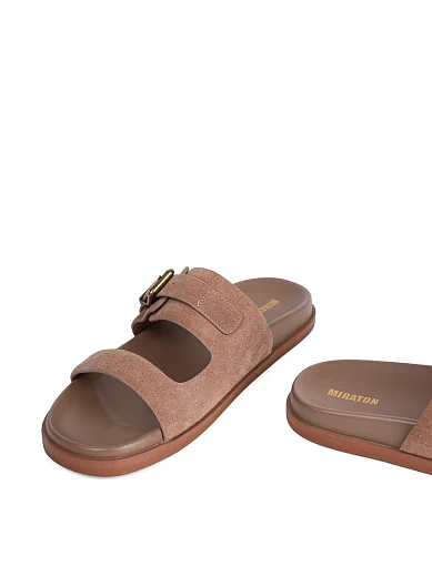 Жіночі шльопанці MIRATON велюрові бежеві - фото 2 - Miraton