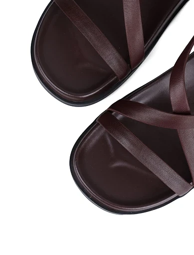 Жіночі сандалі MIRATON шкіряні бордові - фото 5 - Miraton