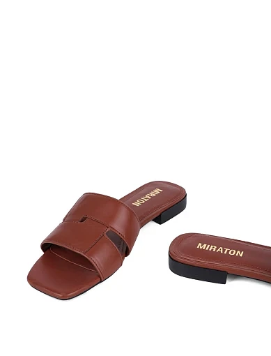 Жіночі шльопанці MIRATON шкіряні коричневі - фото 3 - Miraton