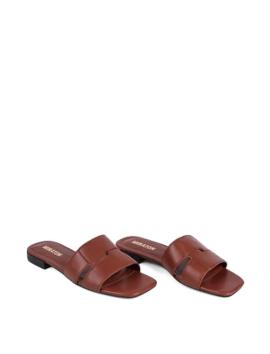 Жіночі шльопанці MIRATON шкіряні коричневі - фото 4 - Miraton