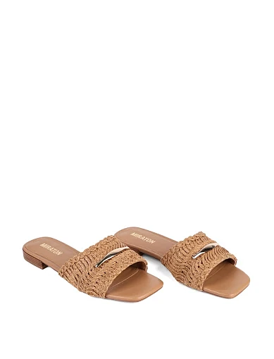 Жіночі шльопанці MIRATON шкіряні бежеві - фото 3 - Miraton