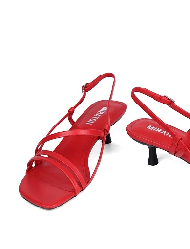 Жіночі босоніжки MIRATON шкіряні червоні - фото 3 - Miraton