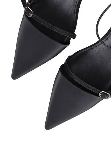 Жіночі туфлі слінгбеки MIRATON шкіряні чорні - фото 5 - Miraton