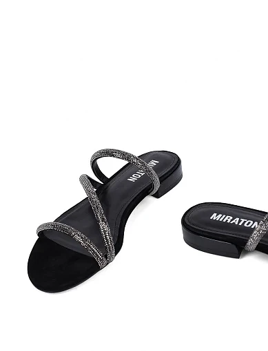 Жіночі шльопанці MIRATON велюрові чорні - фото 3 - Miraton