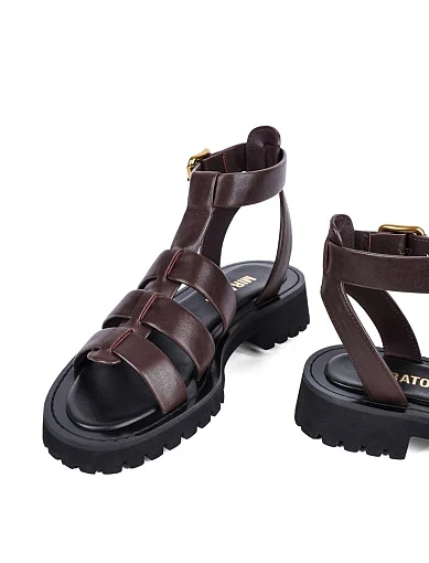 Жіночі сандалі MIRATON шкіряні коричневі - фото 3 - Miraton