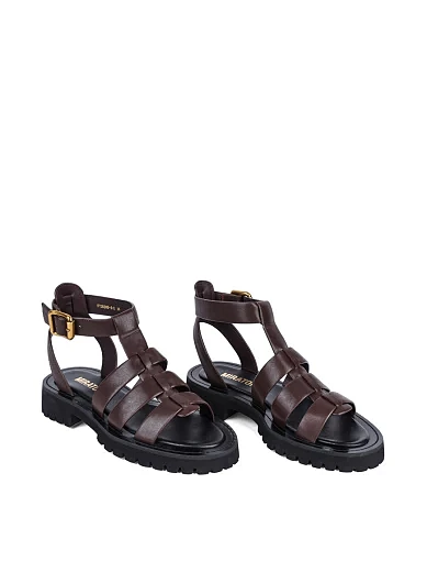 Жіночі сандалі MIRATON шкіряні коричневі - фото 4 - Miraton