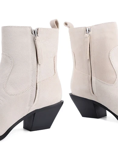 Жіночі черевики MIRATON велюрові рисового кольору - фото 2 - Miraton