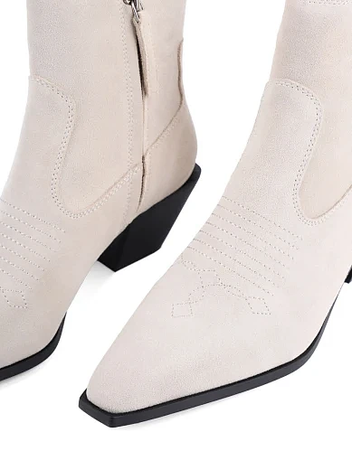 Жіночі черевики MIRATON велюрові рисового кольору - фото 5 - Miraton