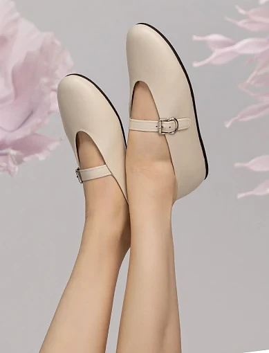 Жіночі балетки MIRATON шкіряні рисові - фото 7 - Miraton