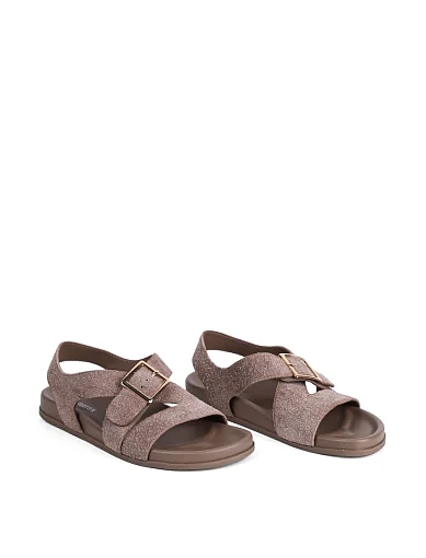 Жіночі сандалі MIRATON велюрові бежеві - фото 3 - Miraton