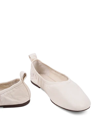 Жіночі балетки MIRATON шкіряні рисового кольору - фото 2 - Miraton