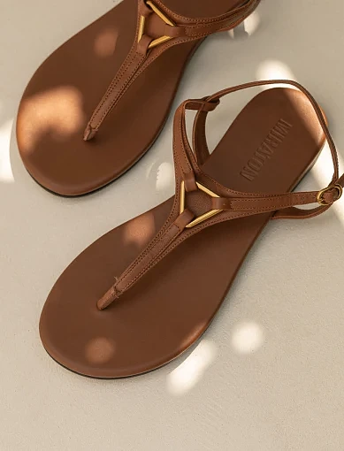 Жіночі сандалі MIRATON шкіряні коричневі - фото 8 - Miraton