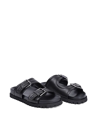 Жіночі шльопанці MIRATON шкіряні чорні - фото 3 - Miraton