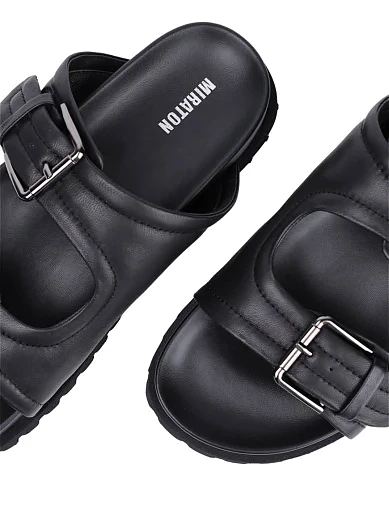 Жіночі шльопанці MIRATON шкіряні чорні - фото 5 - Miraton