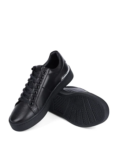 Женские кеды MIRATON кожаные черные - фото 2 - Miraton