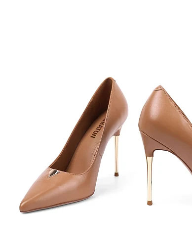 Жіночі туфлі човники MIRATON шкіряні бежеві - фото 2 - Miraton