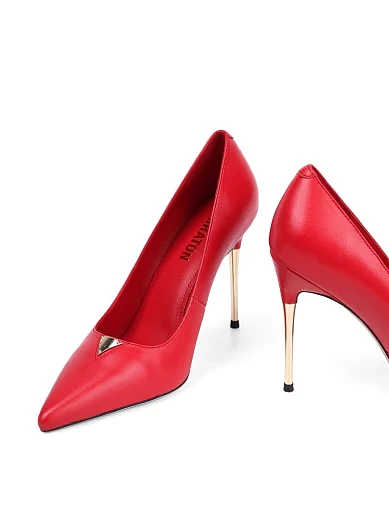 Жіночі туфлі човники MIRATON шкіряні червоні - фото 2 - Miraton