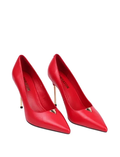 Жіночі туфлі човники MIRATON шкіряні червоні - фото 3 - Miraton