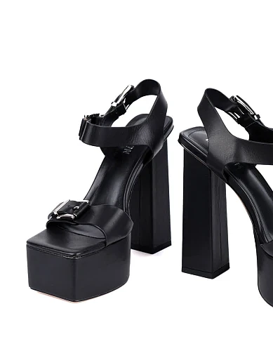 Женские босоножки MIRATON кожаные черные - фото 2 - Miraton