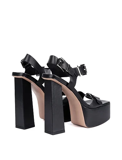 Женские босоножки MIRATON кожаные черные - фото 4 - Miraton