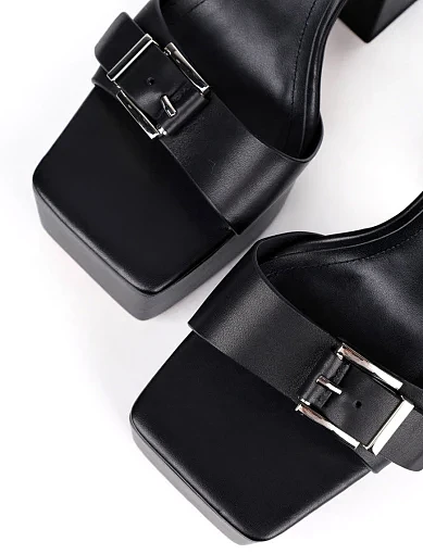 Женские босоножки MIRATON кожаные черные - фото 5 - Miraton