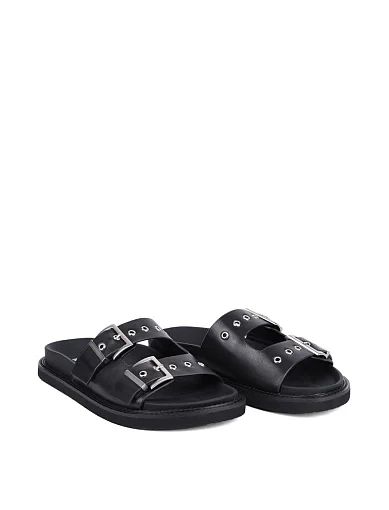 Жіночі шльопанці MIRATON шкіряні чорні - фото 3 - Miraton