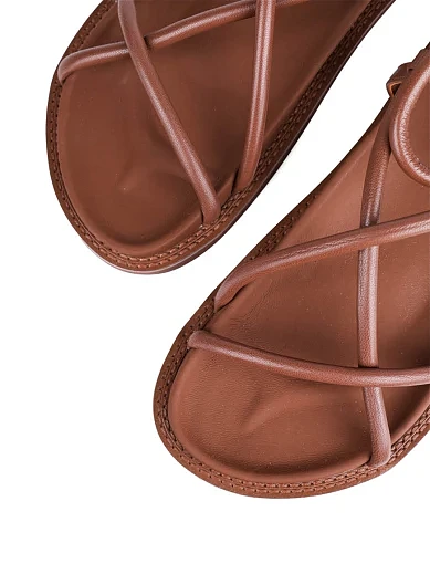 Жіночі сандалі MIRATON шкіряні коричневі - фото 5 - Miraton