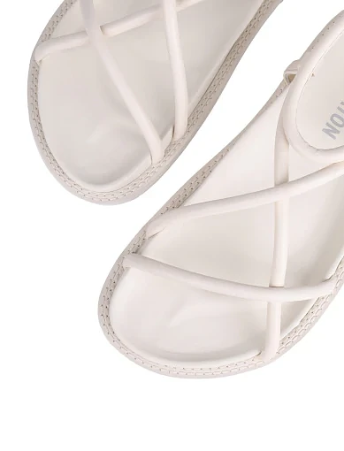 Жіночі сандалі MIRATON шкіряні рисового кольору - фото 5 - Miraton