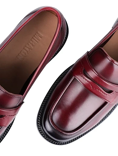 Жіночі туфлі лофери MIRATON шкіряні бордові - фото 5 - Miraton