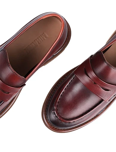 Жіночі туфлі лофери MIRATON шкіряні бордові - фото 5 - Miraton