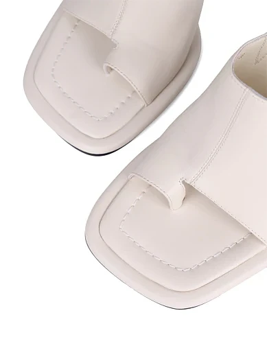 Жіночі сабо MIRATON шкіряні рисового кольору - фото 5 - Miraton