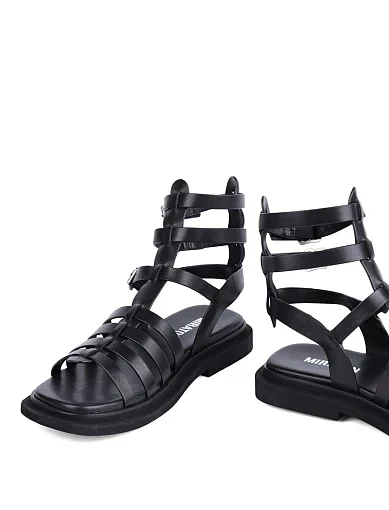 Жіночі сандалі MIRATON шкіряні чорні - фото 4 - Miraton