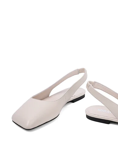 Жіночі балетки MIRATON шкіряні рисового кольору - фото 3 - Miraton