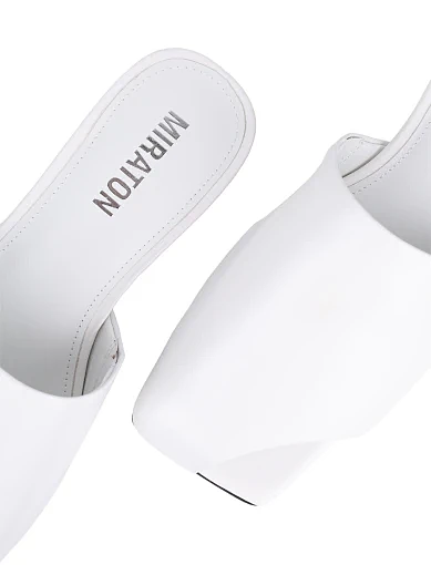 Жіночі шльопанці MIRATON шкіряні рисового кольору - фото 5 - Miraton