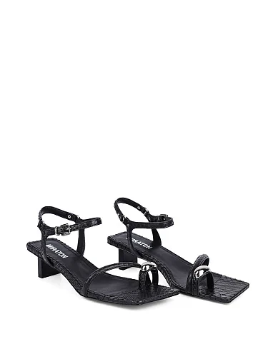 Женские босоножки MIRATON кожаные черные - фото 3 - Miraton