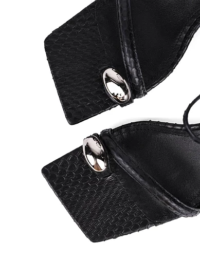 Женские босоножки MIRATON кожаные черные - фото 5 - Miraton