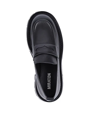 Жіночі туфлі лофери MIRATON шкіряні чорні - фото 5 - Miraton
