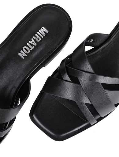 Жіночі шльопанці MIRATON шкіряні чорні(12575-53) - фото 5 - Miraton