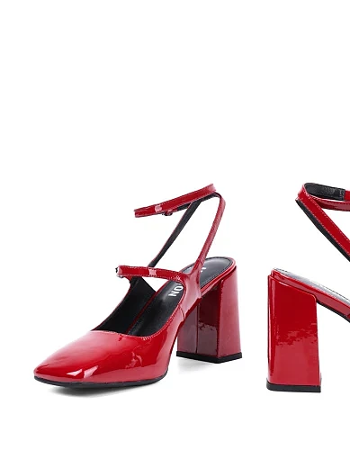 Жіночі туфлі слінгбеки MIRATON лакові червоні - фото 2 - Miraton