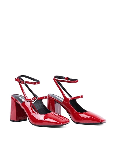 Жіночі туфлі слінгбеки MIRATON лакові червоні - фото 3 - Miraton