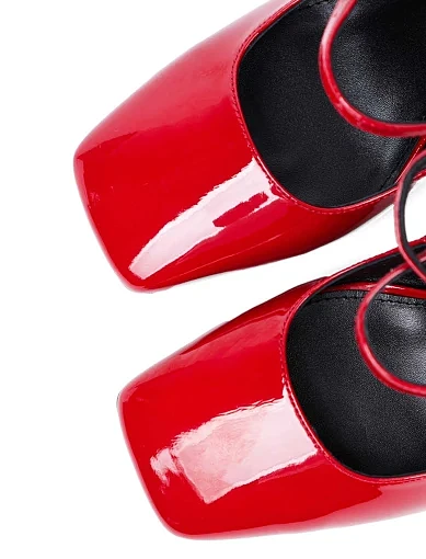 Жіночі туфлі слінгбеки MIRATON лакові червоні - фото 5 - Miraton