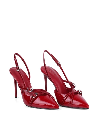 Жіночі туфлі слінгбеки MIRATON лакові бордові - фото 3 - Miraton