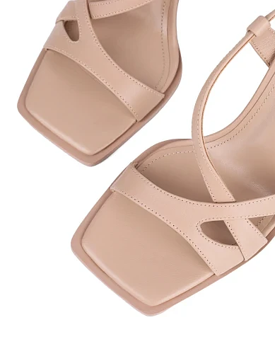 Жіночі босоніжки MIRATON шкіряні бежеві - фото 5 - Miraton