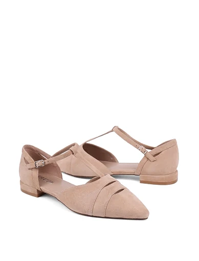 Жіночі балетки MIRATON велюрові бежеві - фото 2 - Miraton