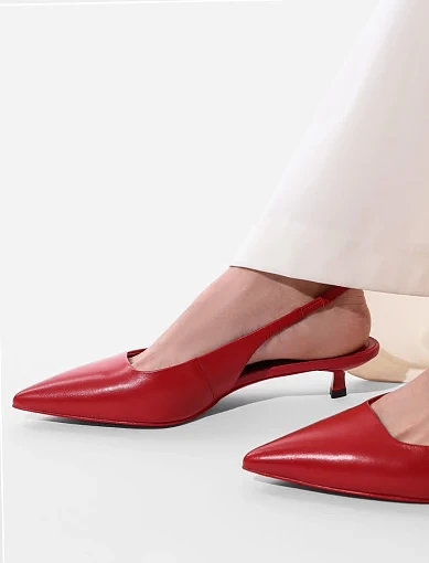 Жіночі туфлі слінгбеки MIRATON шкіряні червоні - фото 2 - Miraton