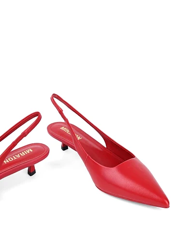 Жіночі туфлі слінгбеки MIRATON шкіряні червоні - фото 3 - Miraton